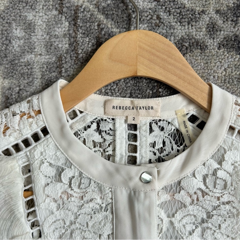 🤍 Rebecca Taylor White Lace Blouse - Picture 2 of 9